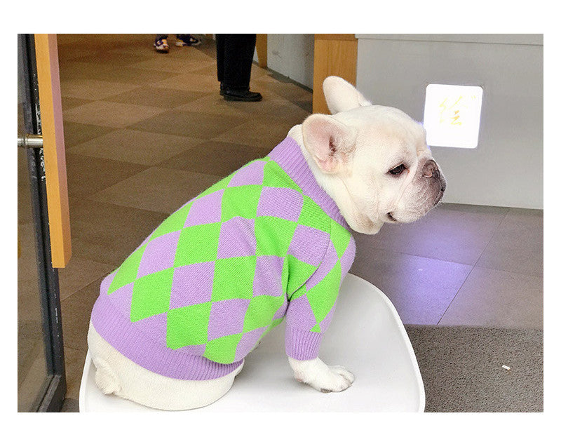 Keep Your Pet Cozy and Stylish with the Plaid Style Pet Sweater Outfit