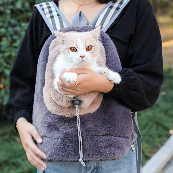 Elevate Your Pet's Style with the Pet Fashion Plush Portable Chest Backpack