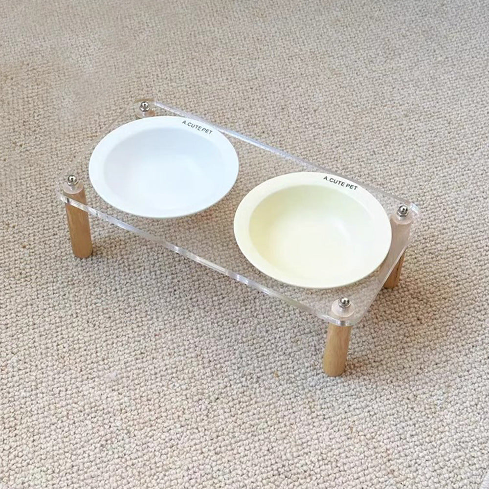 Anti Tumble Elevated Ceramic Double Pet Feeding Bowl
