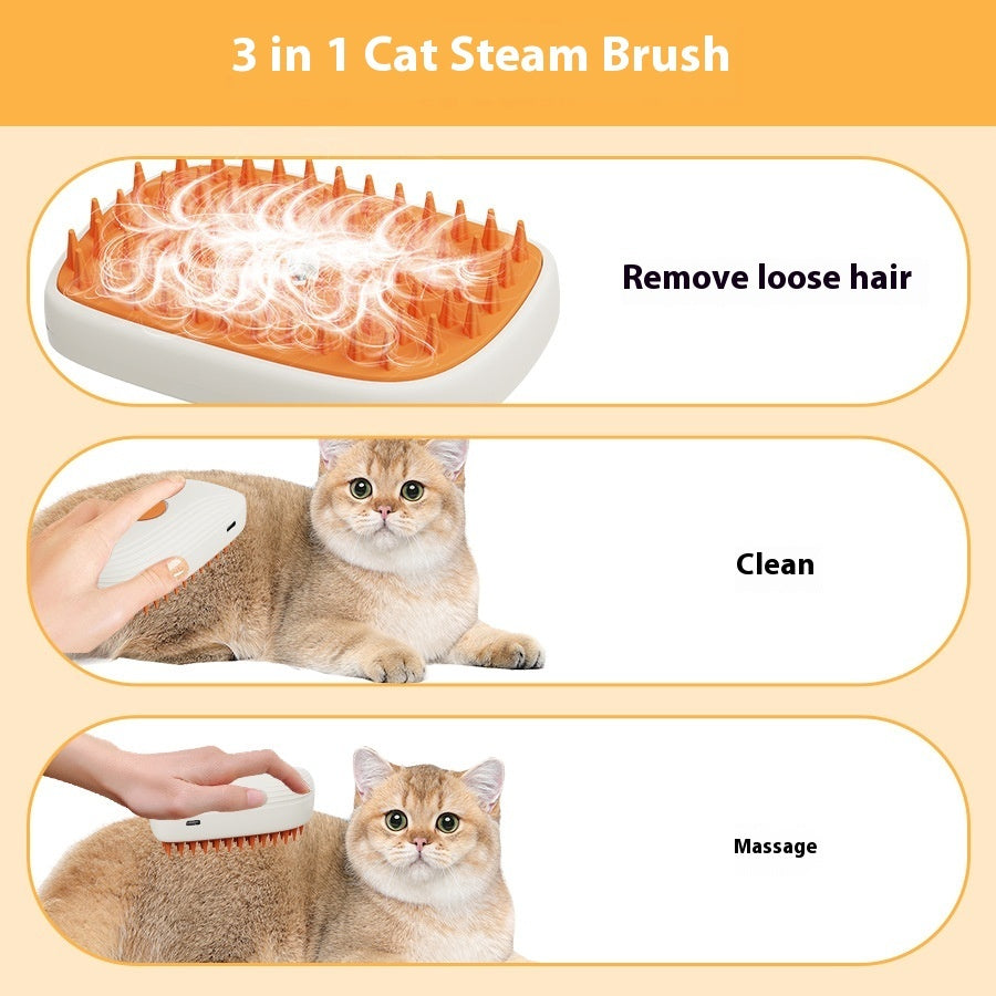 Pet USB Rechargeable Steam Spray Massage Grooming Comb