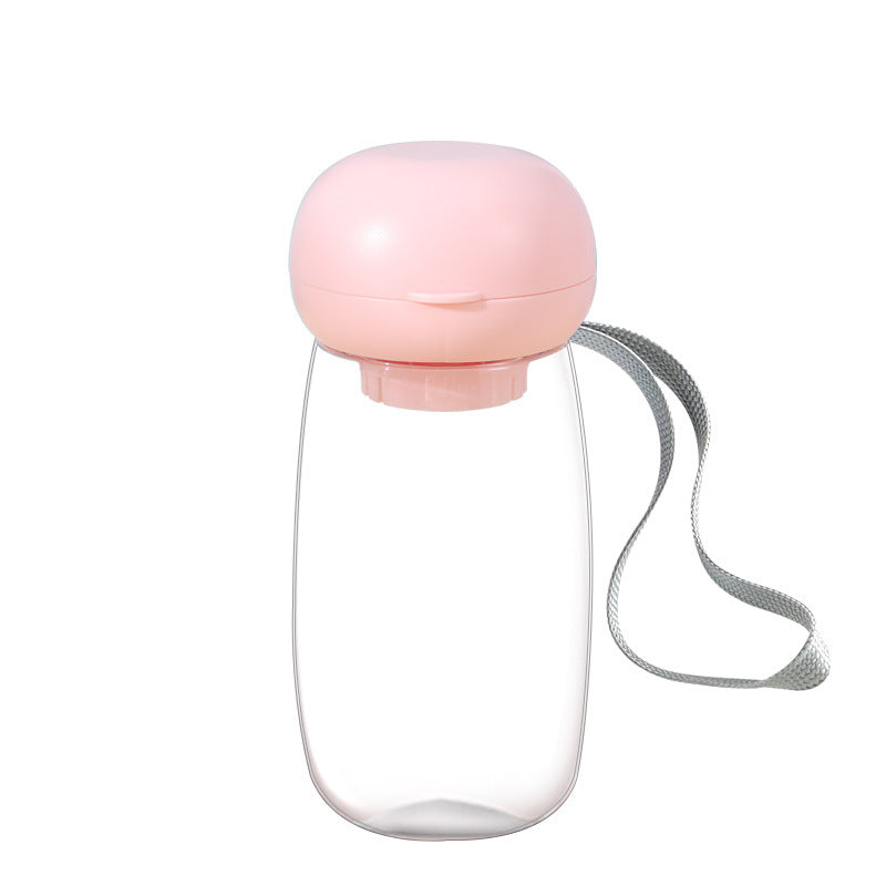 Portable Pet Water Bottle With Bowl And Lanyard Travel Cup
