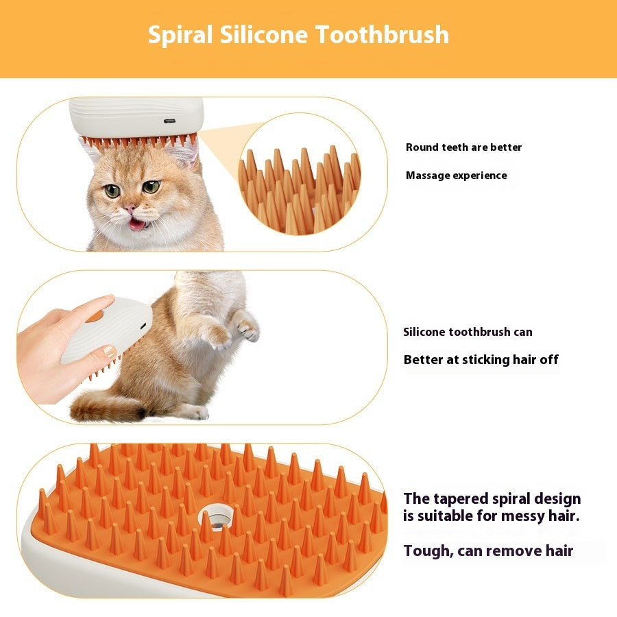 Pet USB Rechargeable Steam Spray Massage Grooming Comb