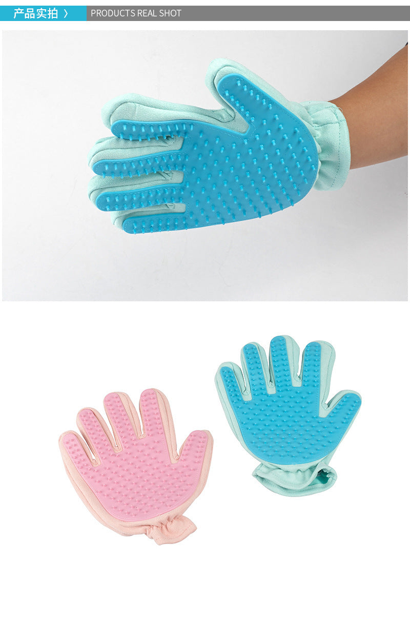 Pet Bathing Gloves Five Finger Massage Hair Removal Cleaning Mitt