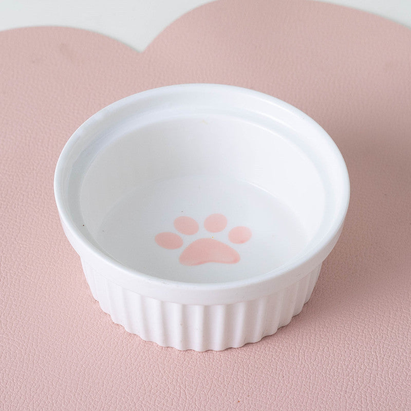 Tall Ceramic Double Pet Feeding Water Bowl Stand