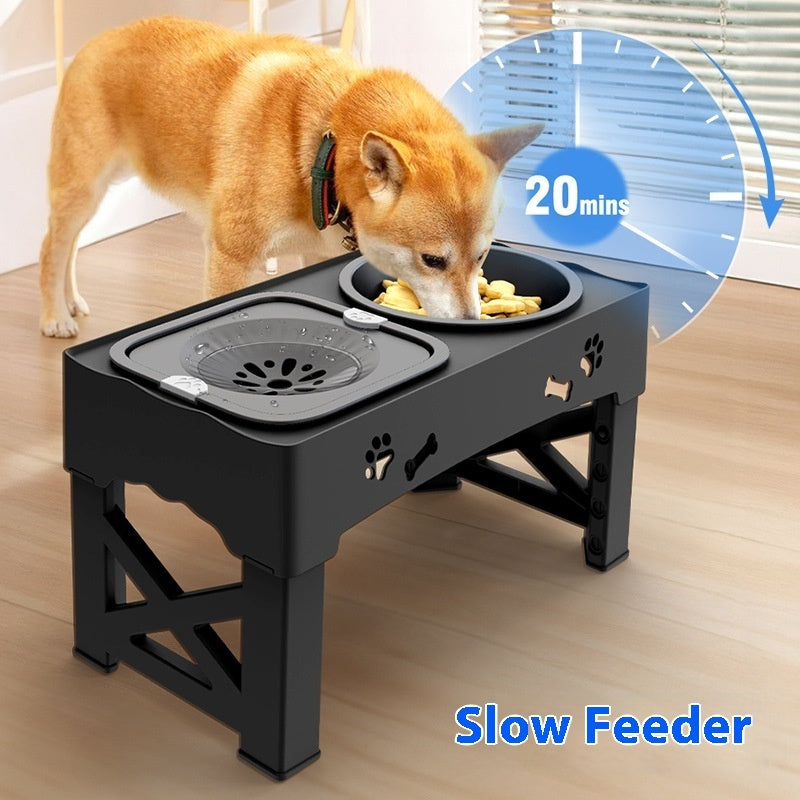 Stainless Steel Double Bowl Adjustable Pet Feeder