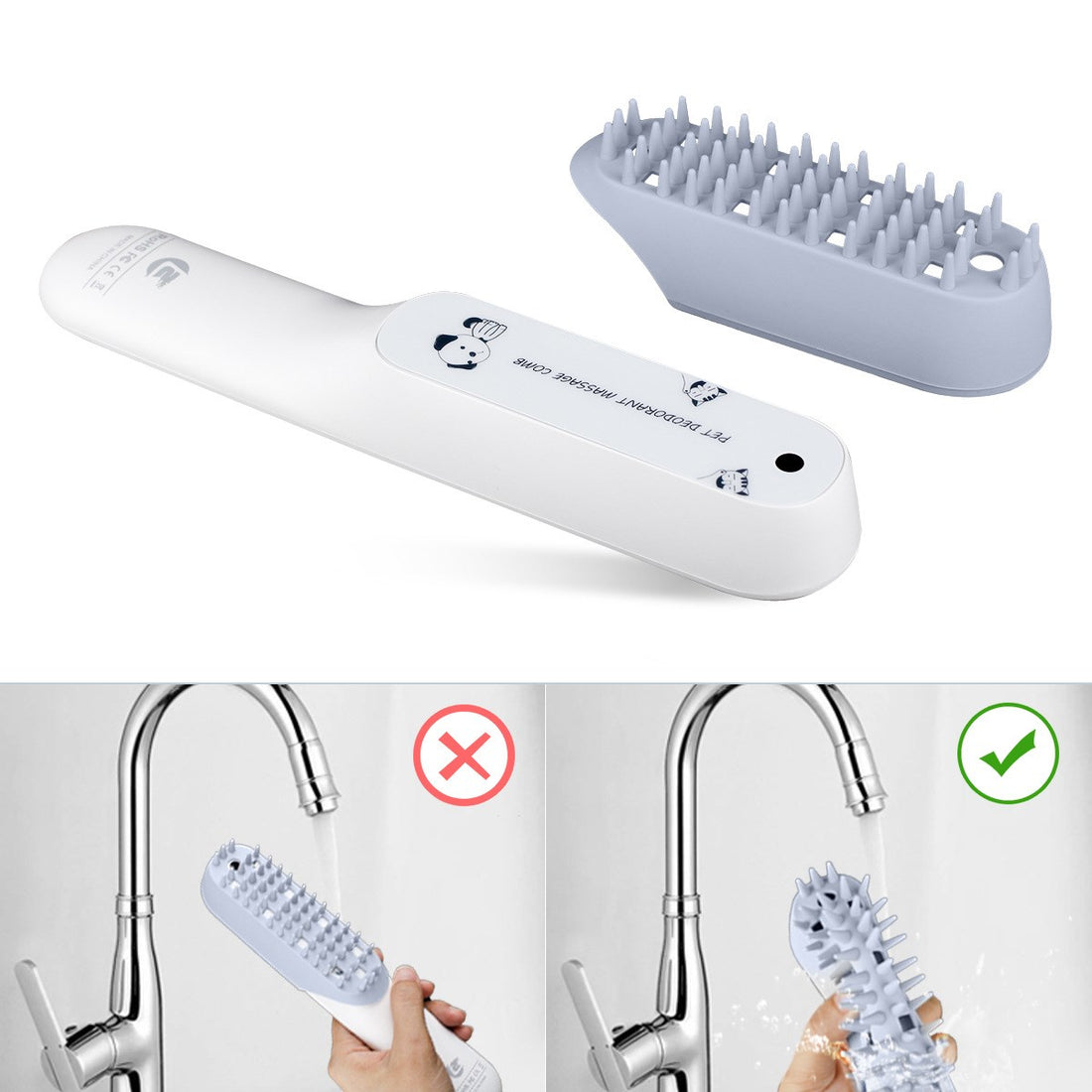 Pet Silicone Massage Grooming Brush Deodorizing Cleaning Fur Removal Comb