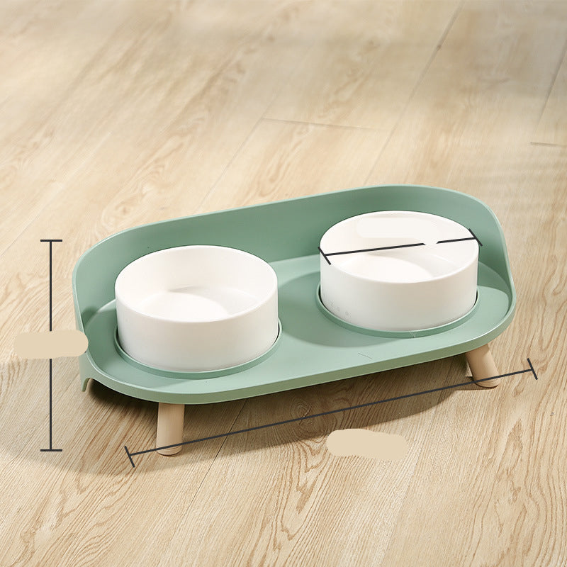 Adjustable Tilt Double Bowl Pet Feeder Spill Proof Stand