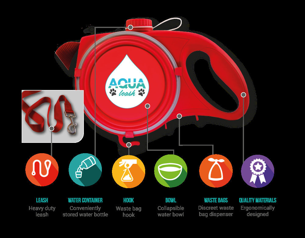 Multifunctional Portable Pet Leash With Water Bottle Holder