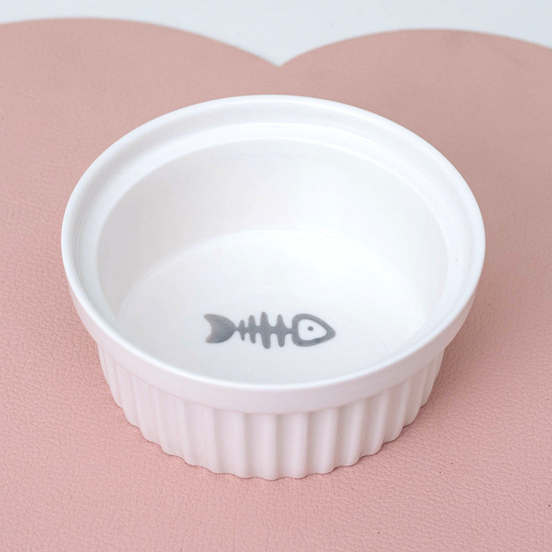 Tall Ceramic Double Pet Feeding Water Bowl Stand