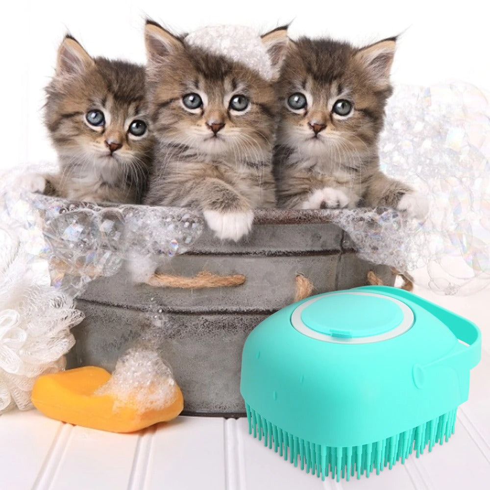 Pet Silicone Massage Bath Brush Grooming Scrubber Shower Tool