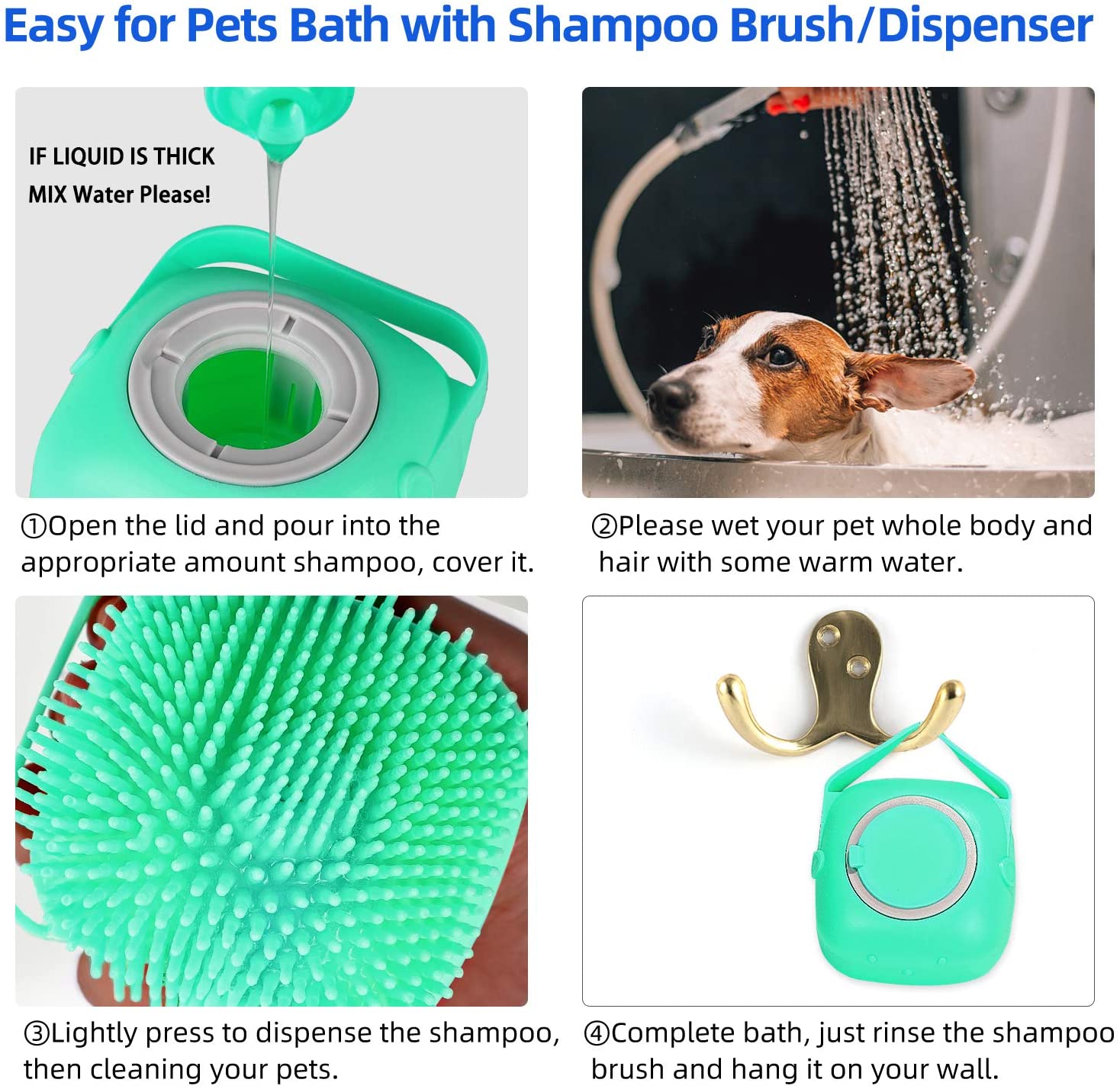 Pet Silicone Massage Bath Brush Grooming Scrubber Shower Tool