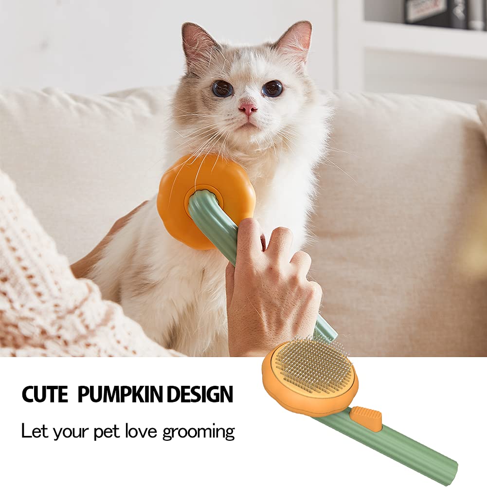 Pet Pumpkin Self Cleaning Grooming Slicker Brush Hair Removal Tool