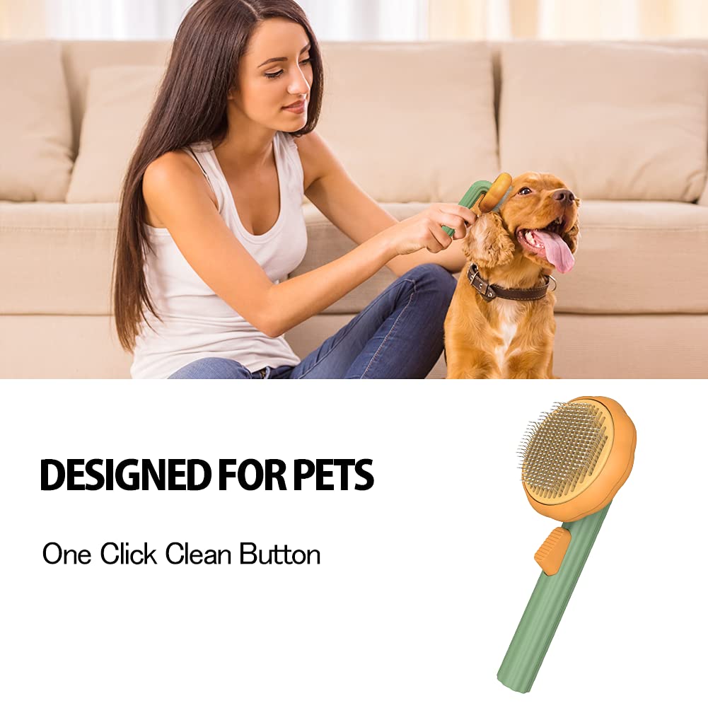 Pet Pumpkin Self Cleaning Grooming Slicker Brush Hair Removal Tool