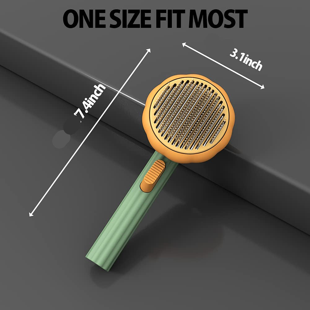 Pet Pumpkin Self Cleaning Grooming Slicker Brush Hair Removal Tool