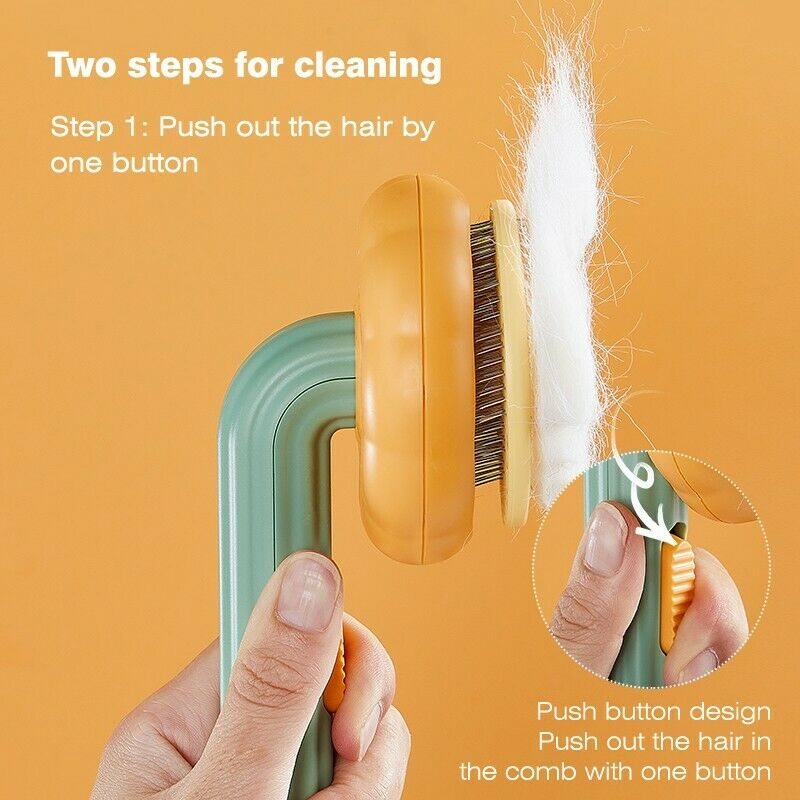 Pet Pumpkin Self Cleaning Grooming Slicker Brush Hair Removal Tool