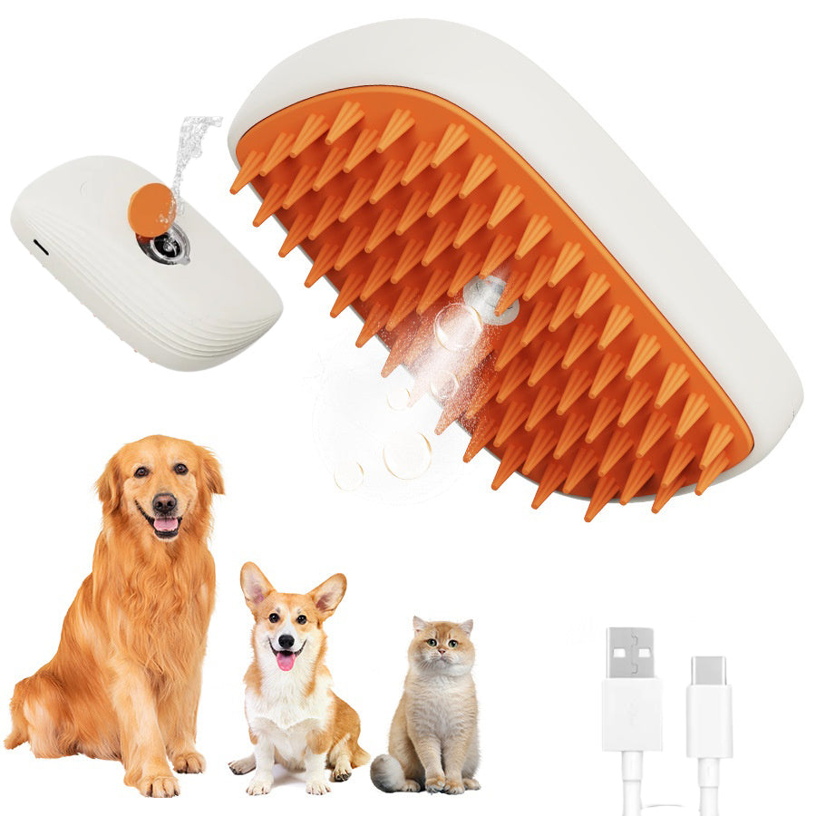 Pet USB Rechargeable Steam Spray Massage Grooming Comb