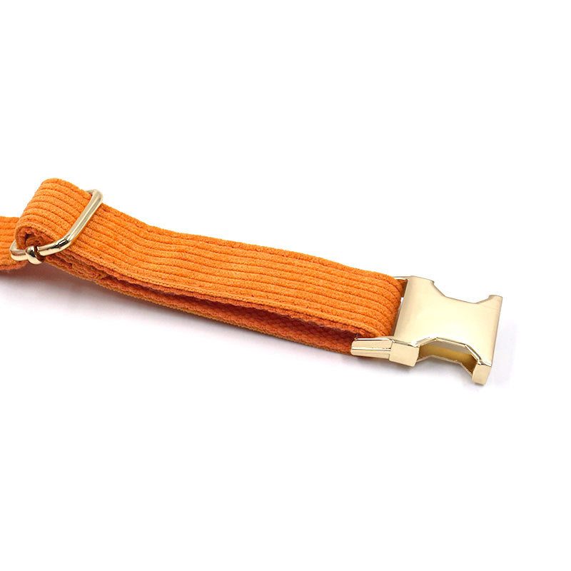 Metal Buckle Corduroy Thick Striped Pet Collar