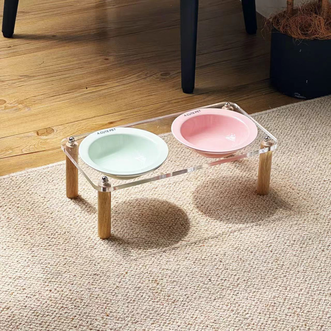 Anti Tumble Elevated Ceramic Double Pet Feeding Bowl