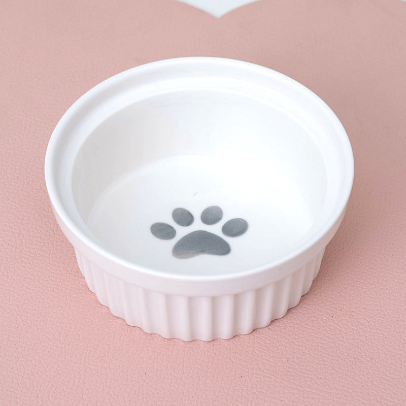 Tall Ceramic Double Pet Feeding Water Bowl Stand