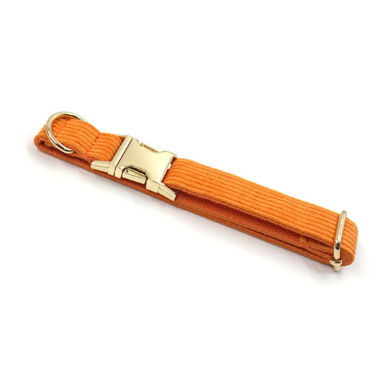 Metal Buckle Corduroy Thick Striped Pet Collar