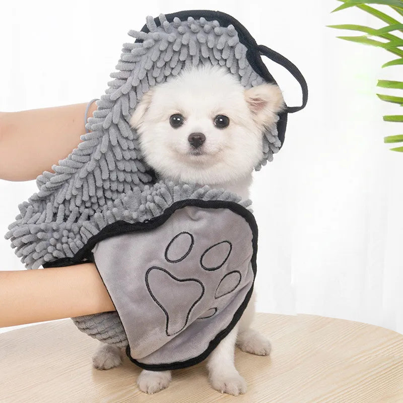 Pet Microfiber Quick Dry Absorbent Bath Towel With Hand Pockets
