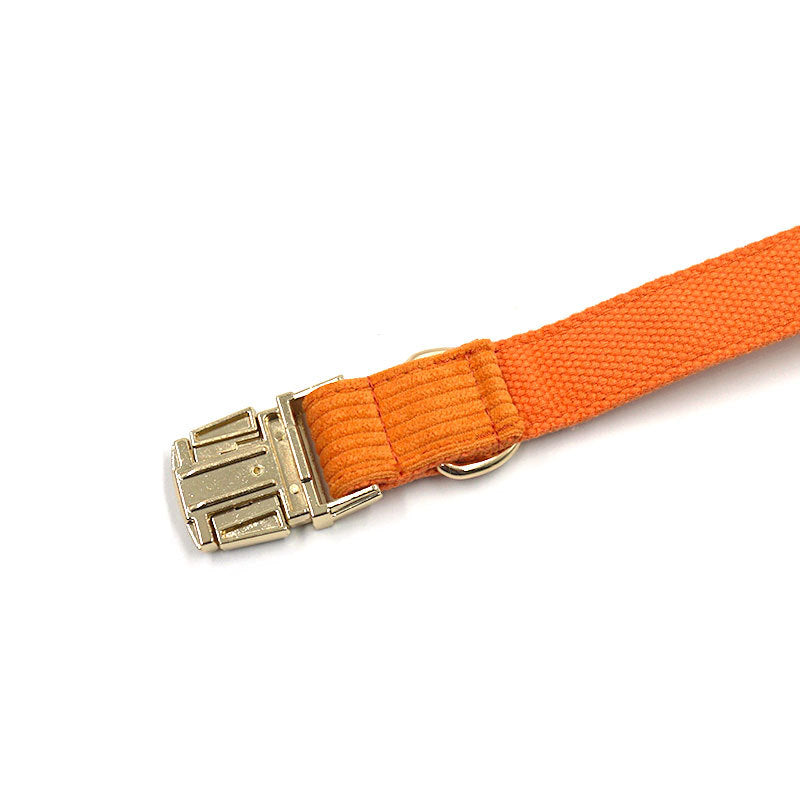 Metal Buckle Corduroy Thick Striped Pet Collar