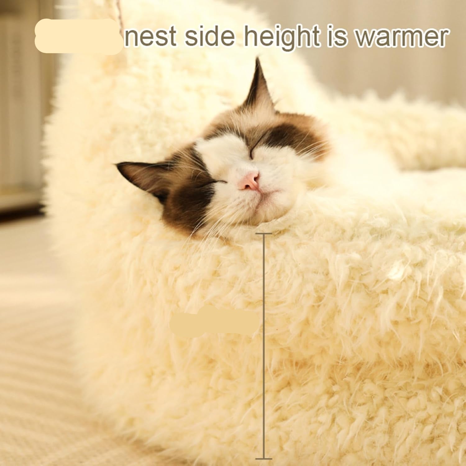 Cut Alpaca Style Calming Pet Bed Detachable Plush Pad Anti Slip Nest