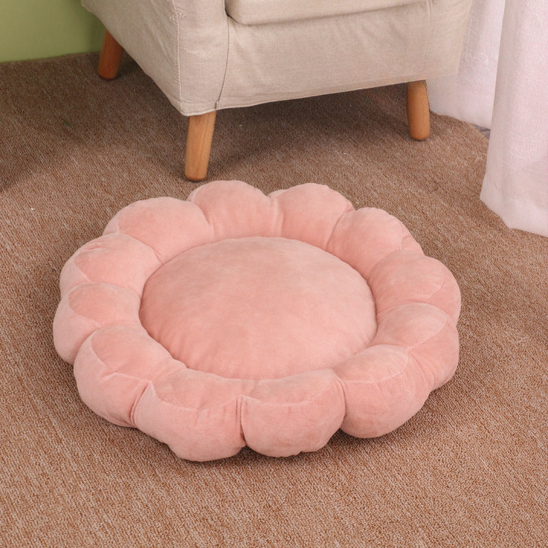 19.69 x 19.69 inches Multi Color Petal Pet Nest Soft Plush Double Sided Bed