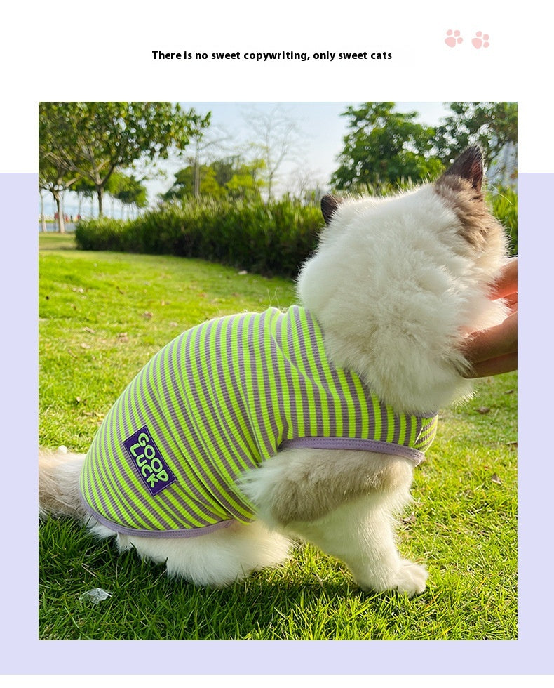 Breathable Striped Vest For Small And Medium Pets