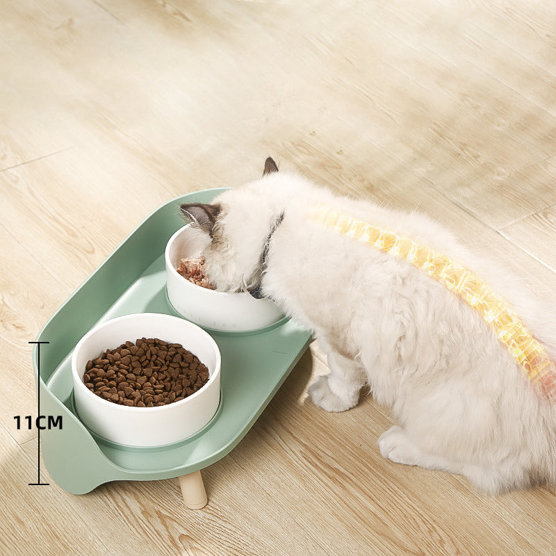 Adjustable Tilt Double Bowl Pet Feeder Spill Proof Stand