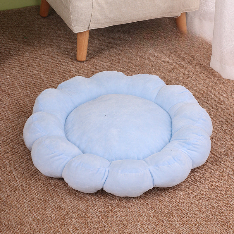 19.69 x 19.69 inches Multi Color Petal Pet Nest Soft Plush Double Sided Bed