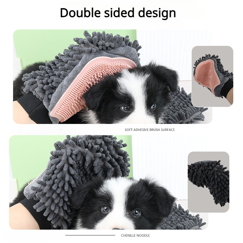 Pet 2 in 1 Grooming Glove Bath Brush Cleaning Massage Tool