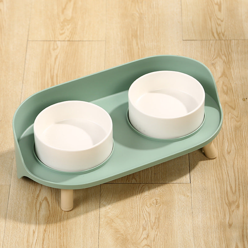 Adjustable Tilt Double Bowl Pet Feeder Spill Proof Stand