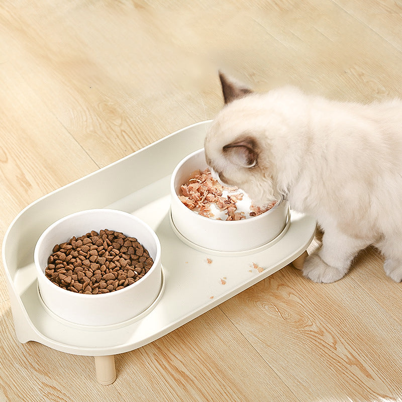 Adjustable Tilt Double Bowl Pet Feeder Spill Proof Stand