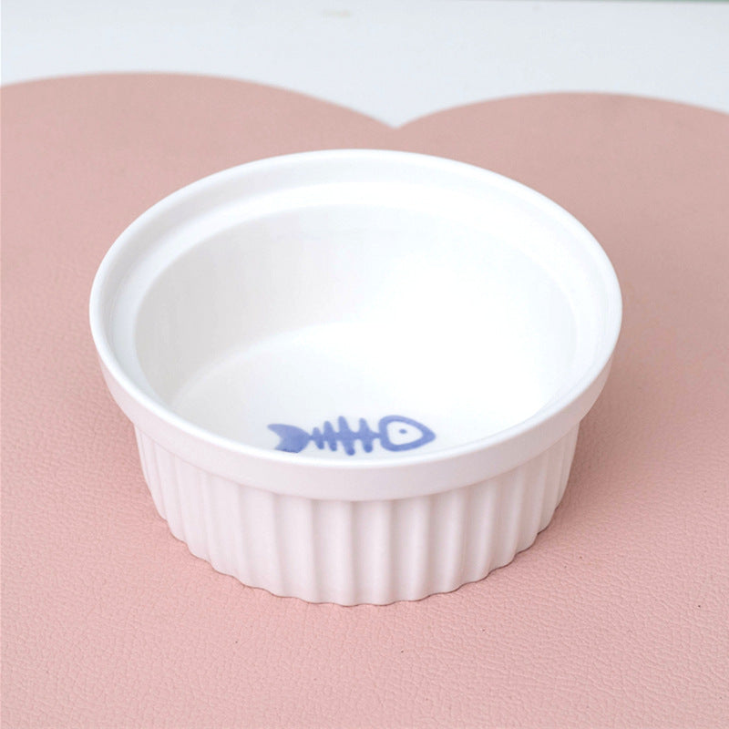 Tall Ceramic Double Pet Feeding Water Bowl Stand