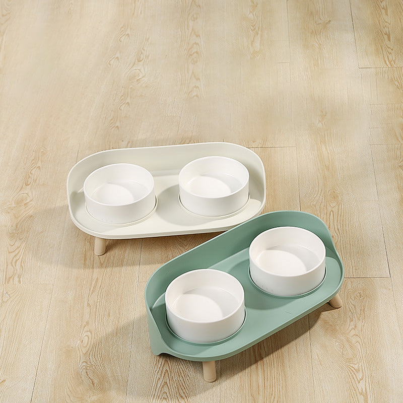 Adjustable Tilt Double Bowl Pet Feeder Spill Proof Stand