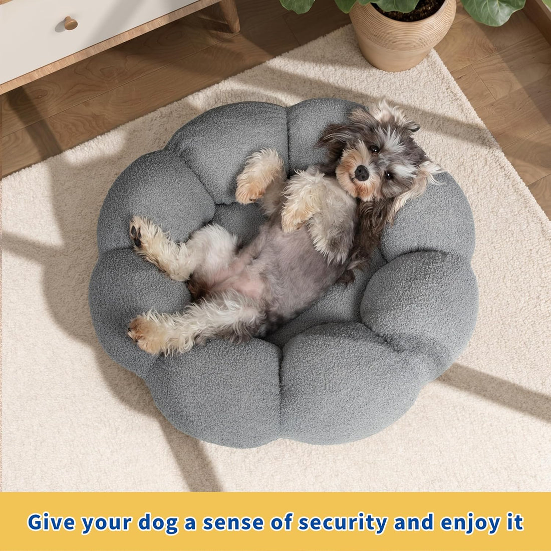 Calming Plush Pet Bed Fluffy Donut Cuddler Non Slip Washable