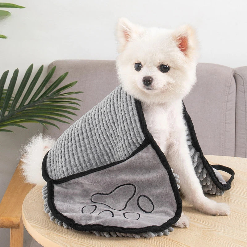 Pet Microfiber Quick Dry Absorbent Bath Towel With Hand Pockets