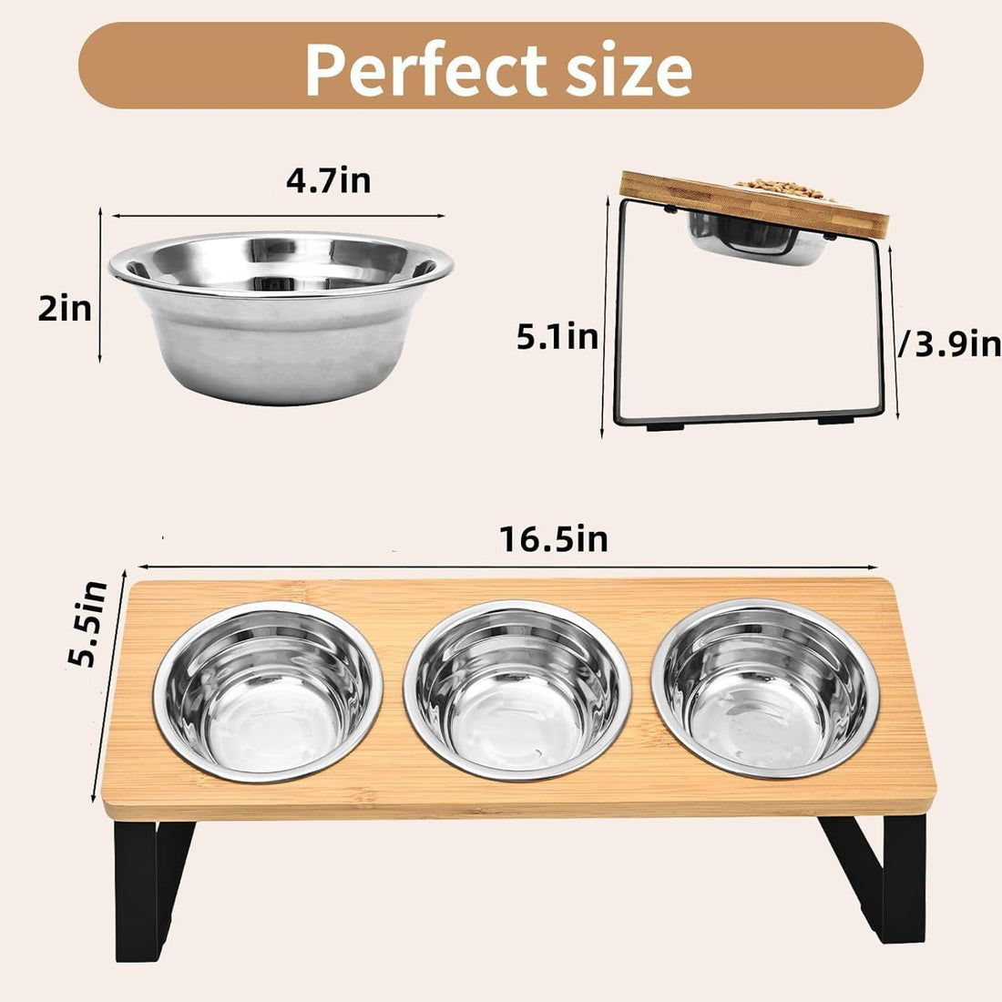 Wood And Iron Pet Feeding Stand With Bowl Rack