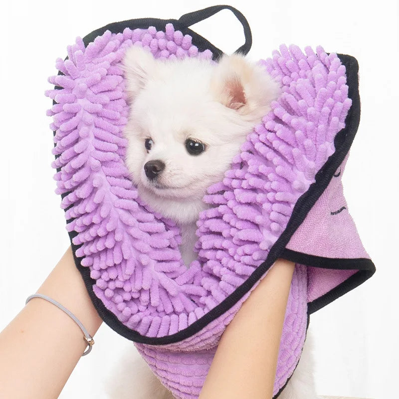 Pet Microfiber Quick Dry Absorbent Bath Towel With Hand Pockets