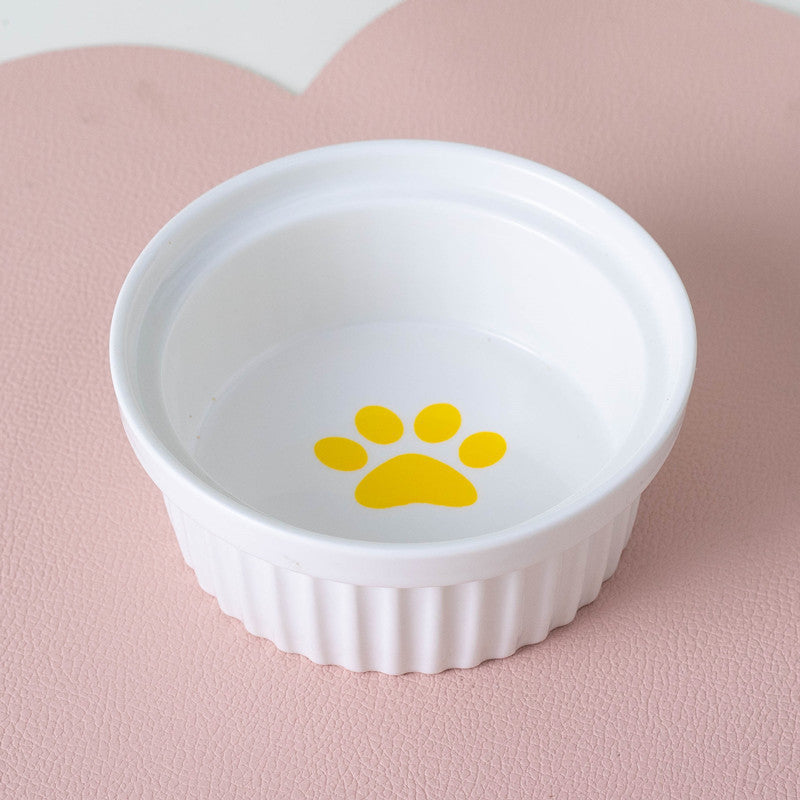 Tall Ceramic Double Pet Feeding Water Bowl Stand