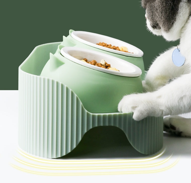 Ceramic Elevated Pet Food Bowl For Cervical Support