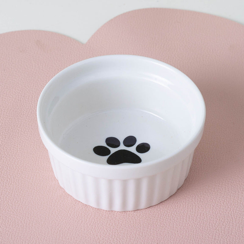 Tall Ceramic Double Pet Feeding Water Bowl Stand