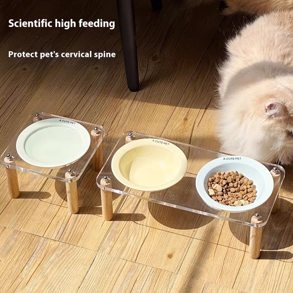 Anti Tumble Elevated Ceramic Double Pet Feeding Bowl