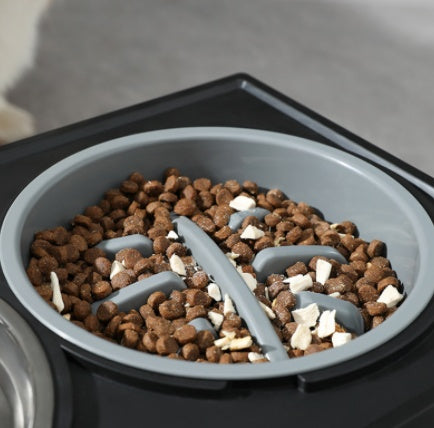Adjustable Elevated Stainless Steel Anti Choke Pet Slow Feeder Bowl