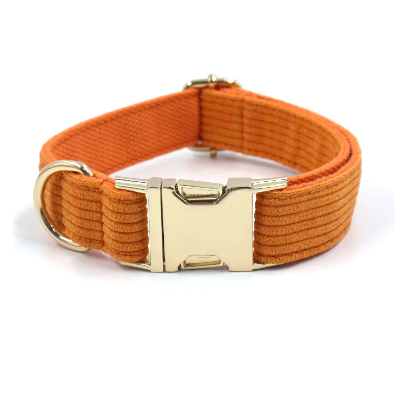 Metal Buckle Corduroy Thick Striped Pet Collar