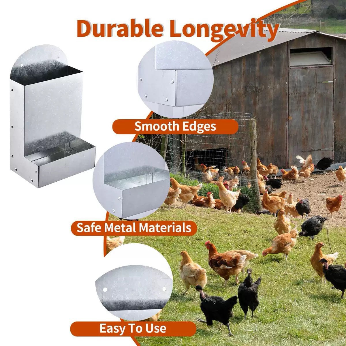 Metal Poultry Bird Feeder Trough