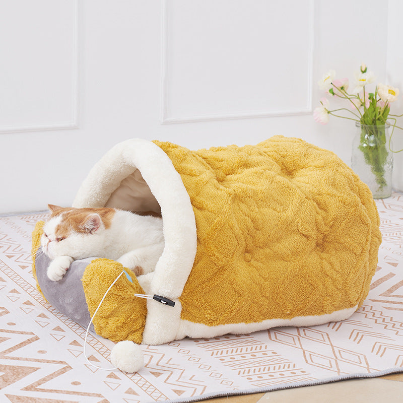Arctic Velvet Pet Cave Nest Bed With Pillow And Pad