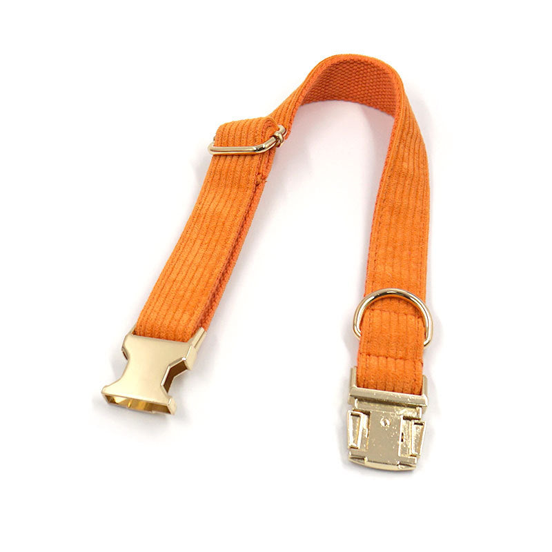 Metal Buckle Corduroy Thick Striped Pet Collar