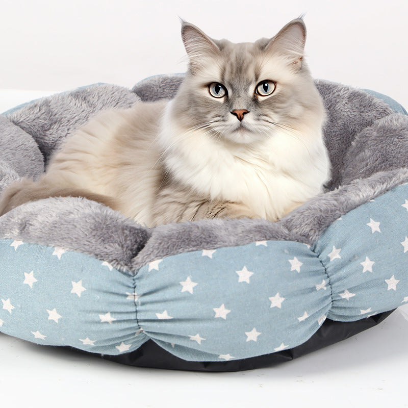 Calming Fluffy Donut Pet Bed Round Soft Nest Bed